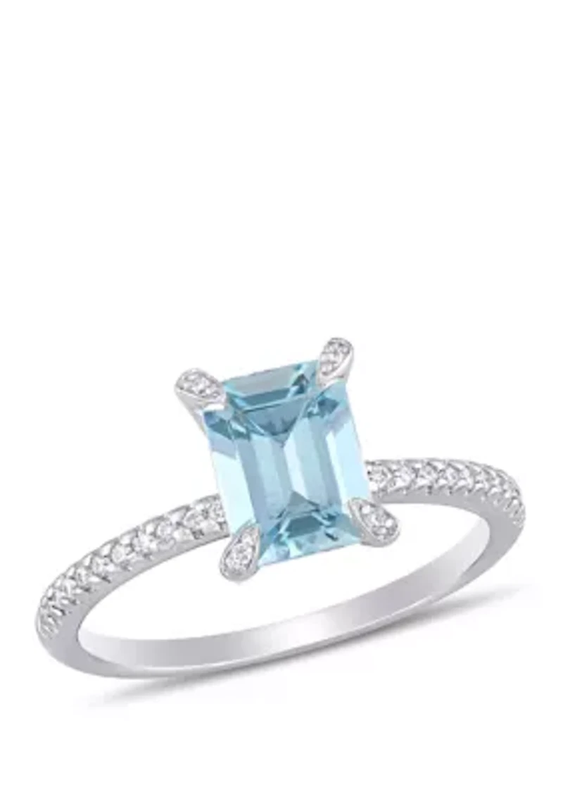 1.33 ct. t.w. Aquamarine and 1/10 Diamond Ring 14k White Gold