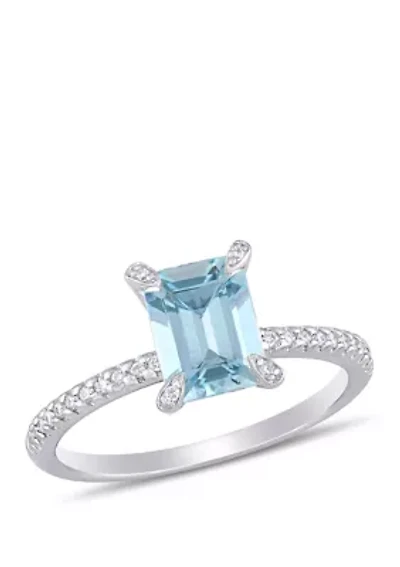1.33 ct. t.w. Aquamarine and 1/10 Diamond Ring 14k White Gold