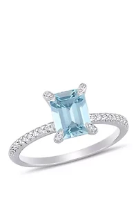 1.33 ct. t.w. Aquamarine and 1/10 Diamond Ring 14k White Gold