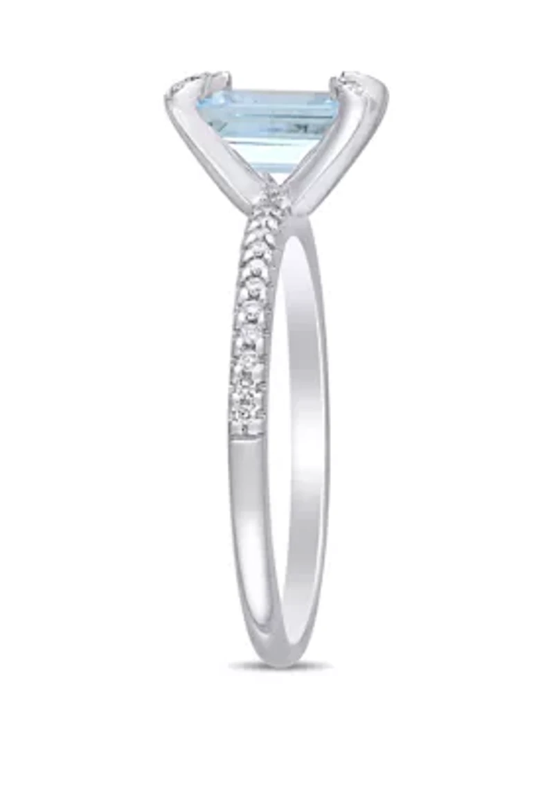 1.33 ct. t.w. Aquamarine and 1/10 Diamond Ring 14k White Gold