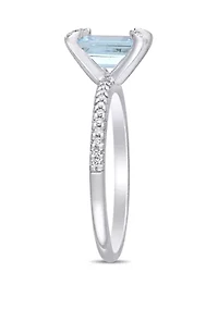 1.33 ct. t.w. Aquamarine and 1/10 Diamond Ring 14k White Gold