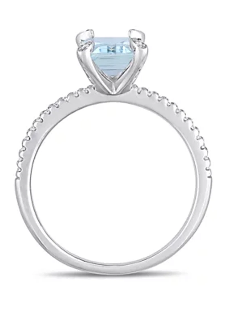 1.33 ct. t.w. Aquamarine and 1/10 Diamond Ring 14k White Gold