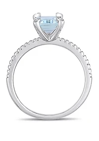 1.33 ct. t.w. Aquamarine and 1/10 Diamond Ring 14k White Gold