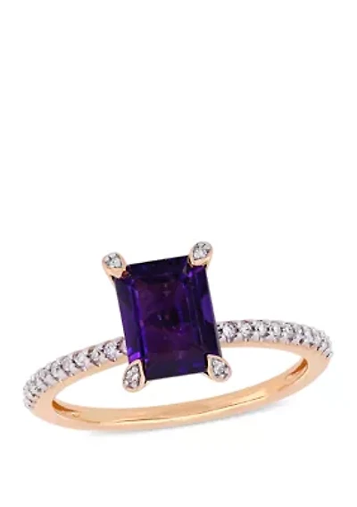 1.5 ct. t.w. Amethyst and 1/10 Diamond Ring 10k Rose Gold