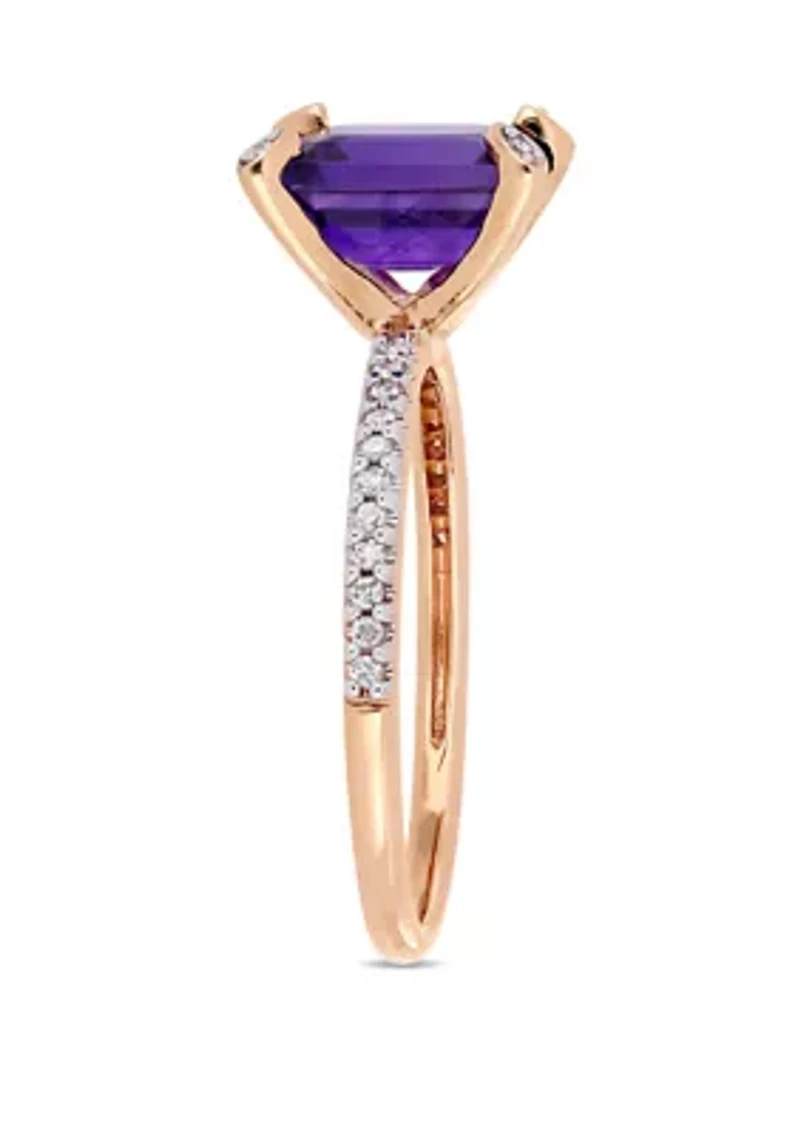 1.5 ct. t.w. Amethyst and 1/10 Diamond Ring 10k Rose Gold