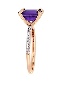 1.5 ct. t.w. Amethyst and 1/10 Diamond Ring 10k Rose Gold