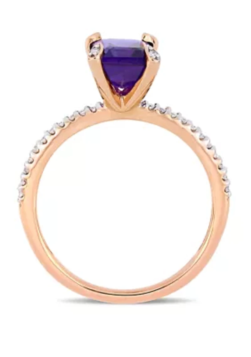 1.5 ct. t.w. Amethyst and 1/10 Diamond Ring 10k Rose Gold