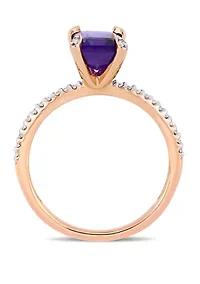 1.5 ct. t.w. Amethyst and 1/10 Diamond Ring 10k Rose Gold