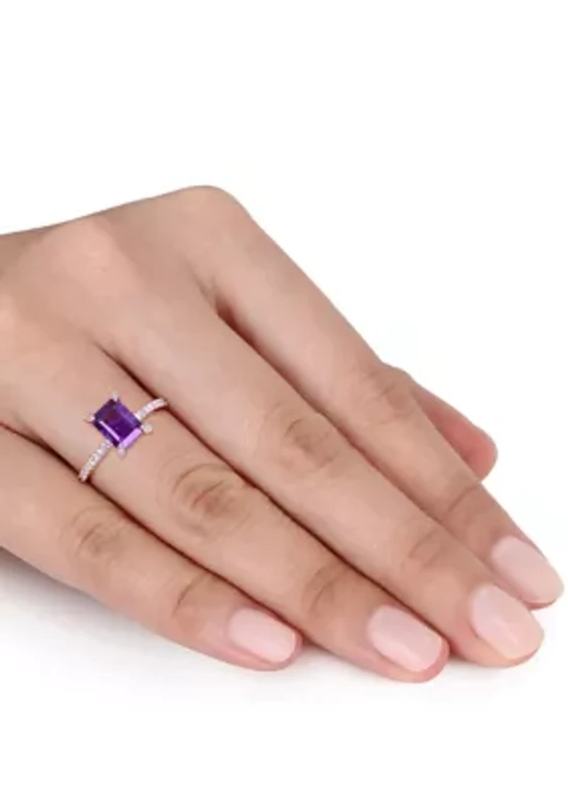 1.5 ct. t.w. Amethyst and 1/10 Diamond Ring 10k Rose Gold