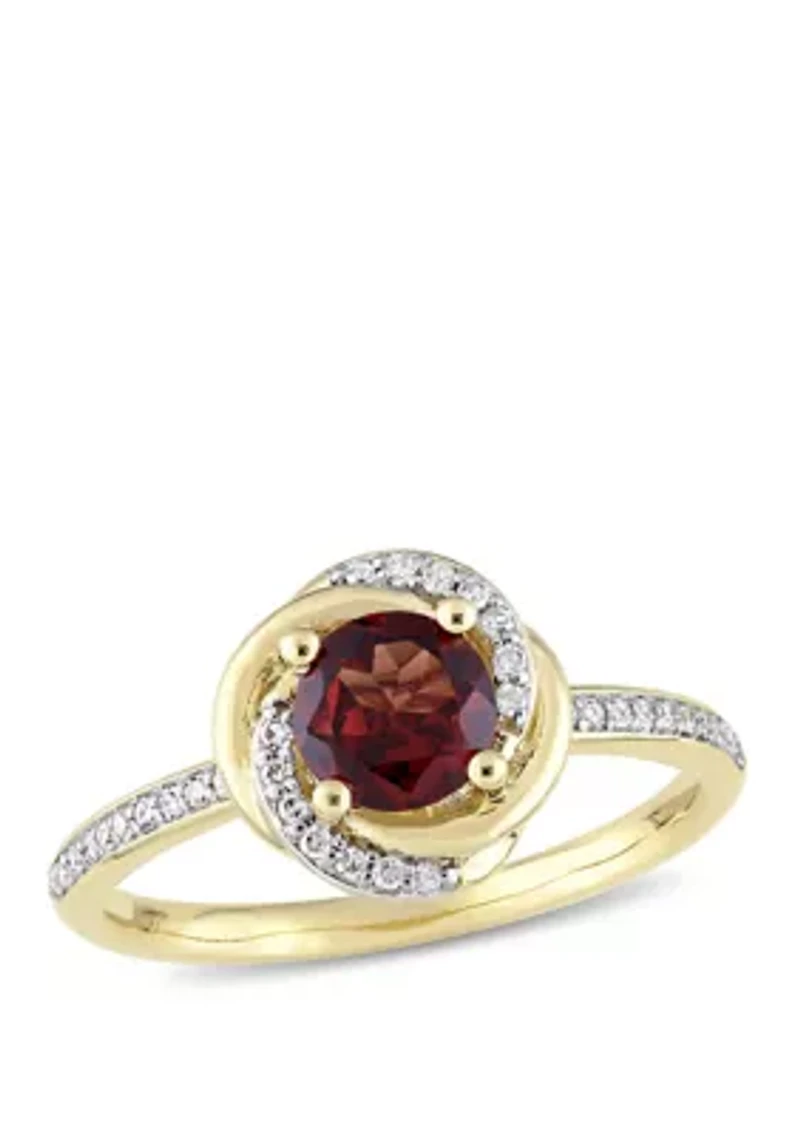1 ct. t.w. Garnet and 1/6 Diamond Swirl Ring 10K Yellow Gold