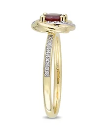 1 ct. t.w. Garnet and 1/6 Diamond Swirl Ring 10K Yellow Gold