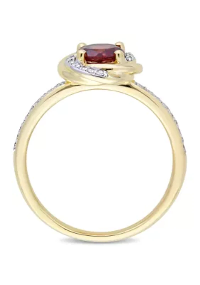 1 ct. t.w. Garnet and 1/6 Diamond Swirl Ring 10K Yellow Gold
