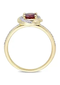 1 ct. t.w. Garnet and 1/6 Diamond Swirl Ring 10K Yellow Gold