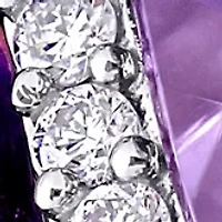 5.4 ct. t.w. Amethyst and 1/3 Diamond Halo 3 Stone Ring 14k Rose Gold