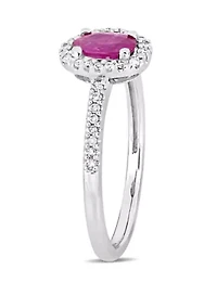 5/8 ct. t.w. Ruby and 1/8 Diamond Halo Engagement Ring 10k White Gold