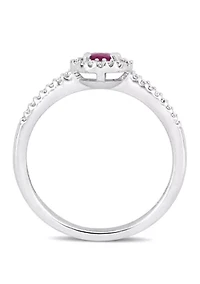 5/8 ct. t.w. Ruby and 1/8 Diamond Halo Engagement Ring 10k White Gold