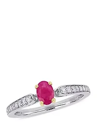 5/8 ct. t.w. Ruby and 1/6 Diamond  Ring 10k White Gold