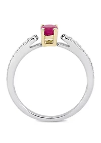 5/8 ct. t.w. Ruby and 1/6 Diamond  Ring 10k White Gold