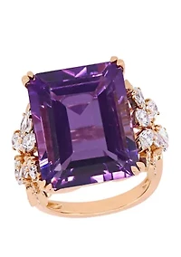 20 ct. t.w. Amethyst and 1.75 Diamond Ring 14K Rose Gold