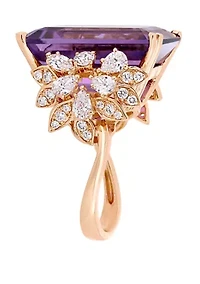20 ct. t.w. Amethyst and 1.75 Diamond Ring 14K Rose Gold