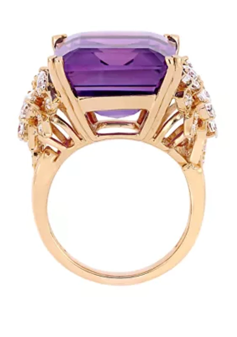20 ct. t.w. Amethyst and 1.75 Diamond Ring 14K Rose Gold