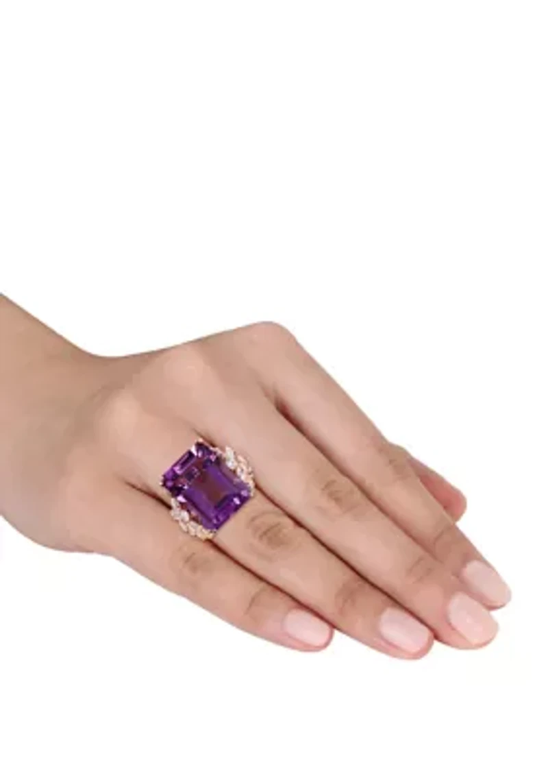 20 ct. t.w. Amethyst and 1.75 Diamond Ring 14K Rose Gold