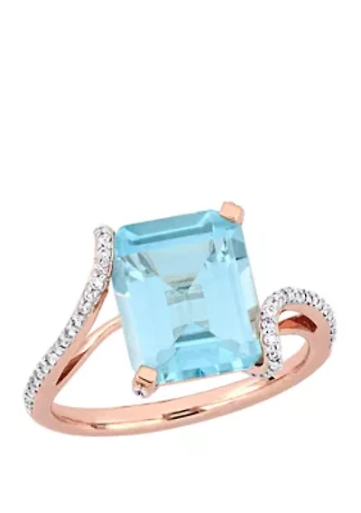 5.6 ct. t.w. Blue Topaz and 1/4 Diamond Cocktail Ring 14K Rose Gold