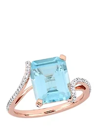 5.6 ct. t.w. Blue Topaz and 1/4 Diamond Cocktail Ring 14K Rose Gold