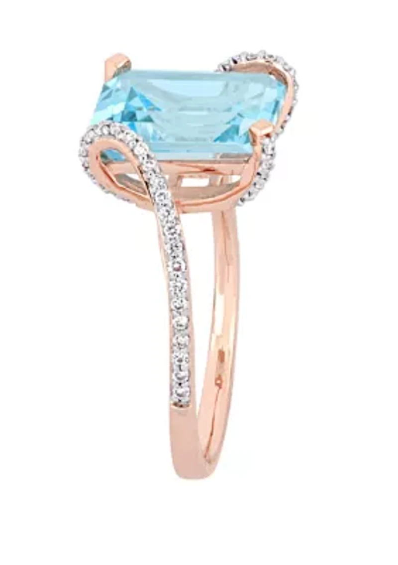 5.6 ct. t.w. Blue Topaz and 1/4 Diamond Cocktail Ring 14K Rose Gold