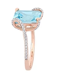 5.6 ct. t.w. Blue Topaz and 1/4 Diamond Cocktail Ring 14K Rose Gold