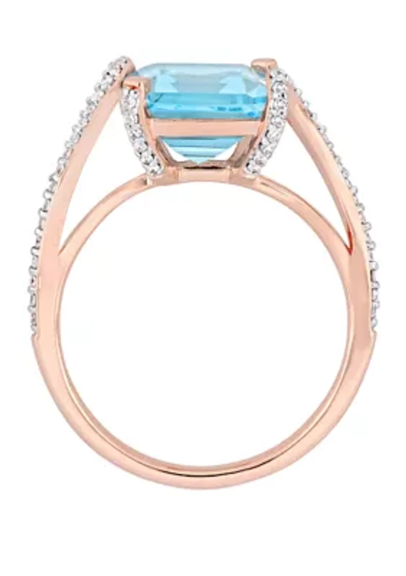 5.6 ct. t.w. Blue Topaz and 1/4 Diamond Cocktail Ring 14K Rose Gold