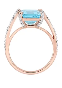 5.6 ct. t.w. Blue Topaz and 1/4 Diamond Cocktail Ring 14K Rose Gold