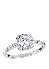 1.33 ct. t.w. Diamond Halo Engagement Ring in 14K White Gold