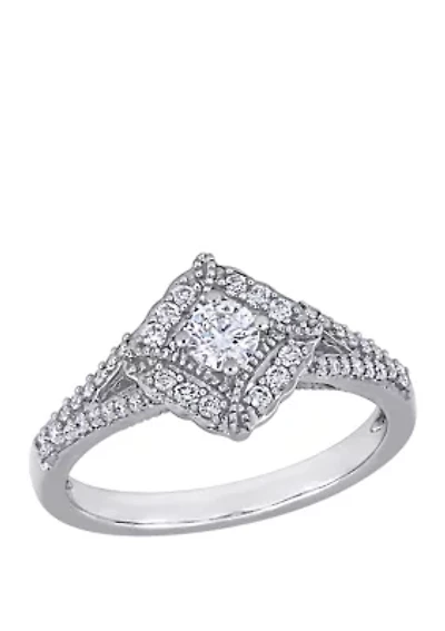 1/2 ct. t.w. Diamond Vintage Engagement Ring 14K White Gold