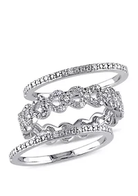 1/8 ct. t.w. Diamond Heart Link Bridal Ring Set Sterling Silver