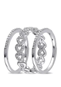 1/8 ct. t.w. Diamond Heart Link Bridal Ring Set Sterling Silver