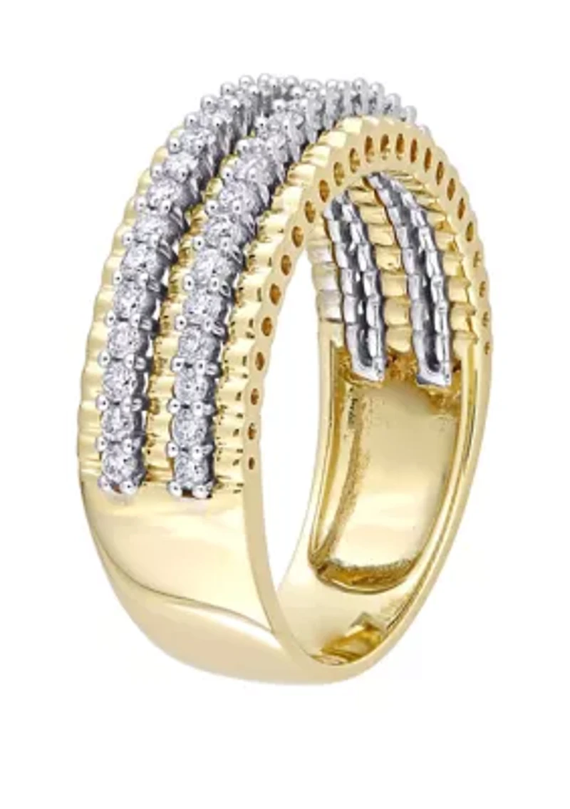 1/2 ct. t.w. Diamond Double Row Eternity Ring 14K Yellow Gold