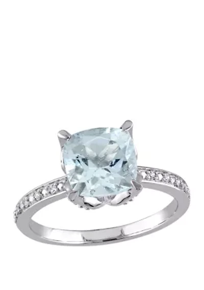 2.14 ct. t.w. Aquamarine and 1/10 Diamond Accent Ring 10K White Gold