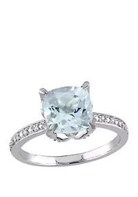 2.14 ct. t.w. Aquamarine and 1/10 Diamond Accent Ring 10K White Gold