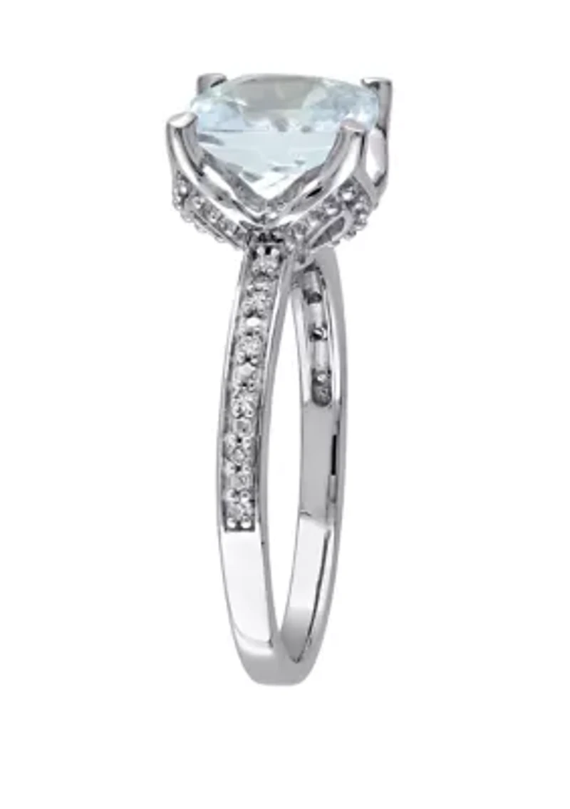 2.14 ct. t.w. Aquamarine and 1/10 Diamond Accent Ring 10K White Gold