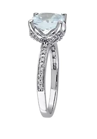 2.14 ct. t.w. Aquamarine and 1/10 Diamond Accent Ring 10K White Gold