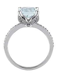 2.14 ct. t.w. Aquamarine and 1/10 Diamond Accent Ring 10K White Gold