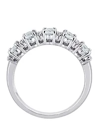 1.25 ct. t.w Aquamarine and 1/6 Diamond Semi Eternity Ring 14K White Gold