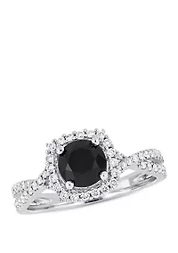 1.5 ct. t.w. Black and White Diamond Halo Infinity Engagement Ring 14K Gold