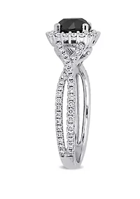 1.5 ct. t.w. Black and White Diamond Halo Infinity Engagement Ring 14K Gold