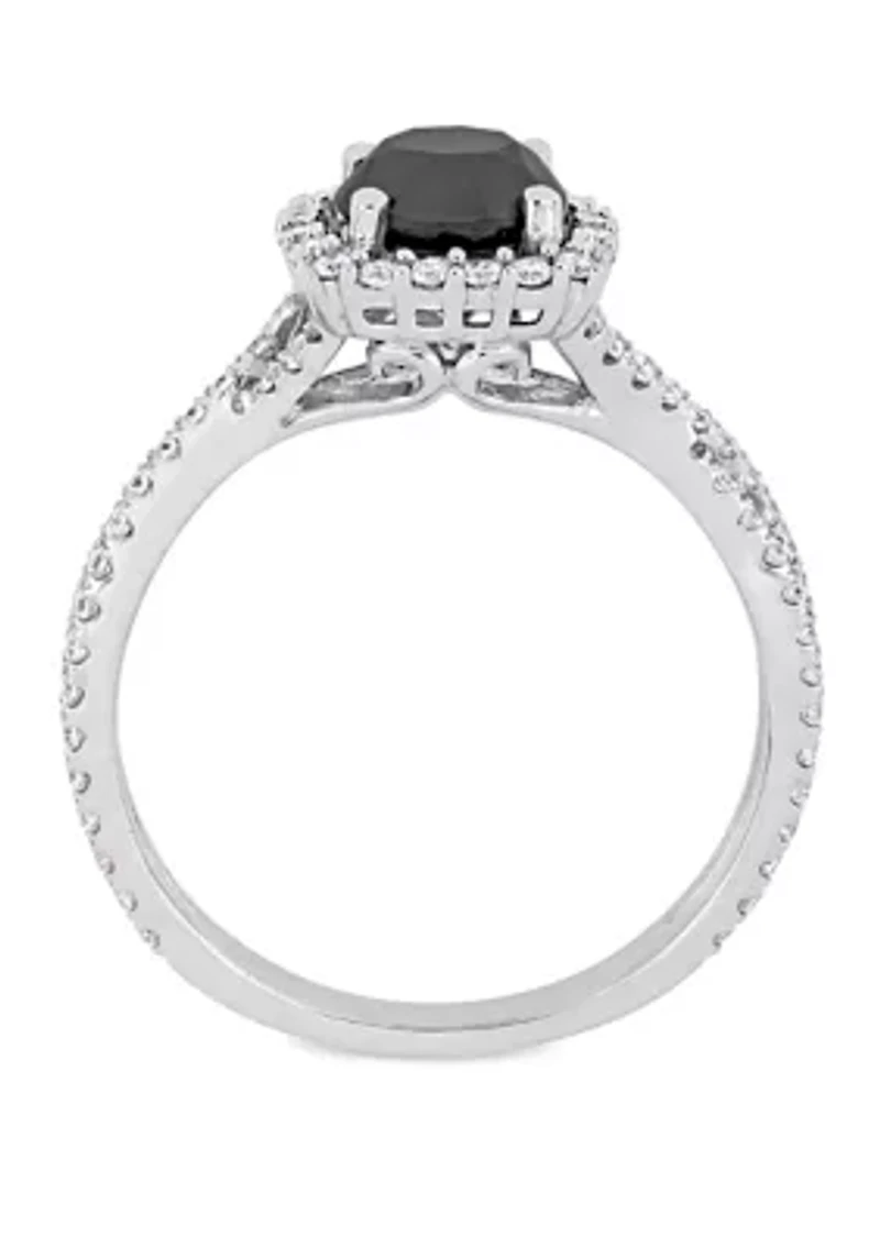 1.5 ct. t.w. Black and White Diamond Halo Infinity Engagement Ring 14K Gold