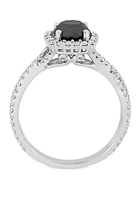 1.5 ct. t.w. Black and White Diamond Halo Infinity Engagement Ring 14K Gold