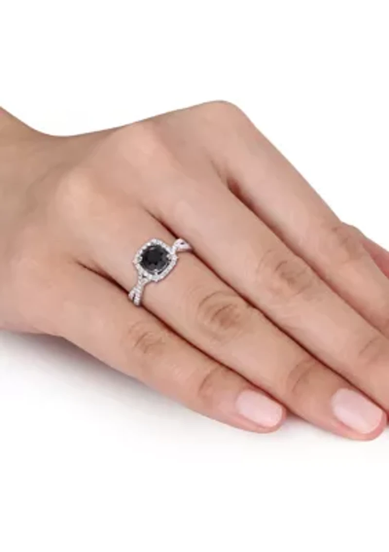 1.5 ct. t.w. Black and White Diamond Halo Infinity Engagement Ring 14K Gold