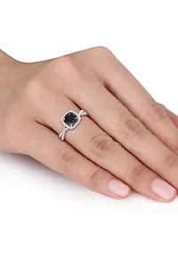 1.5 ct. t.w. Black and White Diamond Halo Infinity Engagement Ring 14K Gold