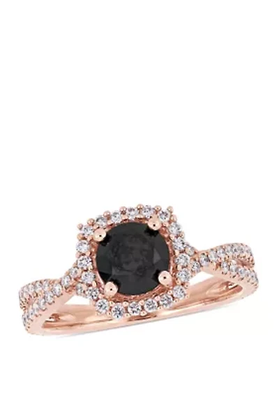 1.5 ct. t.w. Black and White Diamond Halo Infinity Engagement Ring 14K Rose Gold